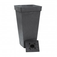 Ghiveci flori cu sistem autoirigare, 37.8x37.8x70cm, cauciuc reciclat, efect ciment, gri, Symphony