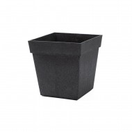 Ghiveci flori cu sistem autoirigare, 31.5x31.5x33cm, cauciuc reciclat, efect ciment, negru, Symphony