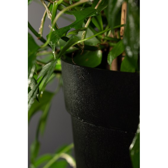 Ghiveci flori cu sistem autoirigare, 37.5x37.5x66cm, cauciuc reciclat, efect ciment, negru, Aria