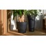 Ghiveci flori cu sistem autoirigare, 37.5x37.5x66cm, cauciuc reciclat, efect ciment, negru, Aria