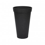 Ghiveci flori cu sistem autoirigare, 37.5x37.5x66cm, cauciuc reciclat, efect ciment, negru, Aria
