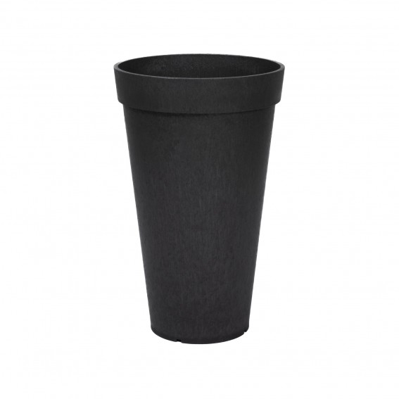 Ghiveci flori cu sistem autoirigare, 37.5x37.5x66cm, cauciuc reciclat, efect ciment, negru, Aria