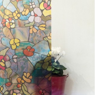 Autocolant geam vitraliu d-c-Fix Gradina Venetiana, efect geam sablat, model floral, multicolor, 45cmx15m