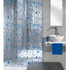 Perdea dus, plastic ecologic, 180x200cm, transparent/albastru, model buline, Bubble