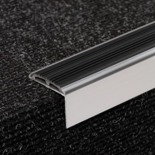Profil trepte, aluminiu, 30.5x42mmx300cm, argintiu, cu cauciuc antiderapant, 2120, Ersin