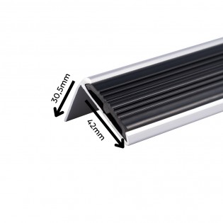 Profil trepte, aluminiu, 30.5x42mmx300cm, argintiu, cu cauciuc antiderapant, 2120, Ersin
