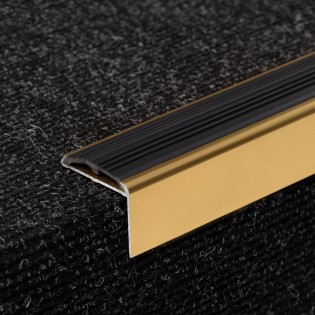 Profil trepte, aluminiu, 30.5x42mmx100cm, auriu, cu cauciuc antiderapant, 2120, Ersin