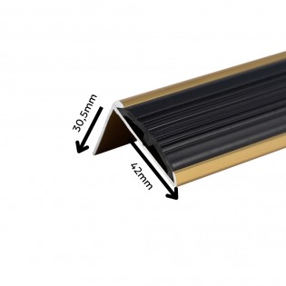 Profil trepte, aluminiu, 30.5x42mmx100cm, auriu, cu cauciuc antiderapant, 2120, Ersin
