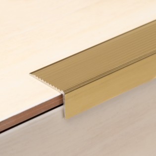 Profil trepte, aluminiu, 22.5x40mmx100cm, auriu, antiderapant, cu rizuri, set 5 buc, 2394, Ersin