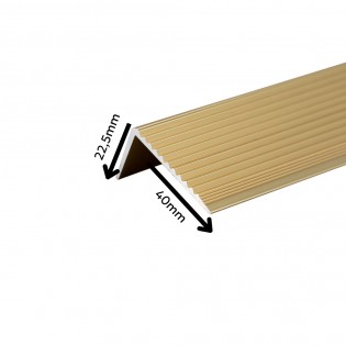 Profil trepte, aluminiu, 22.5x40mmx100cm, auriu, antiderapant, cu rizuri, set 5 buc, 2394, Ersin