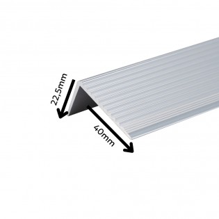 Profil trepte, aluminiu, 22.5x40mmx100cm, argintiu, antiderapant, cu rizuri, set 5 buc, 2394, Ersin