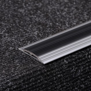 Profil trepte, aluminiu, 47mmx300cm, argintiu, drept, antiderapant cu banda de cauciuc, 2151, Ersin