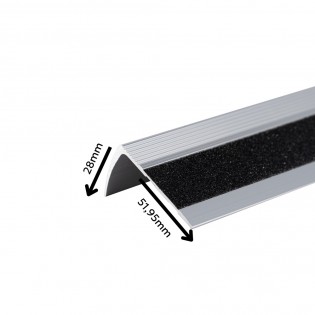 Profil trepte, aluminiu, 28x51.95mmx100cm, argintiu, cu banda antiderapanta, 2853, Ersin