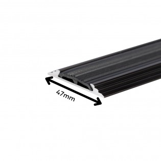 Profil trepte, aluminiu, 47mmx300cm, bronz inchis, drept, antiderapant cu banda de cauciuc, 2151, Ersin