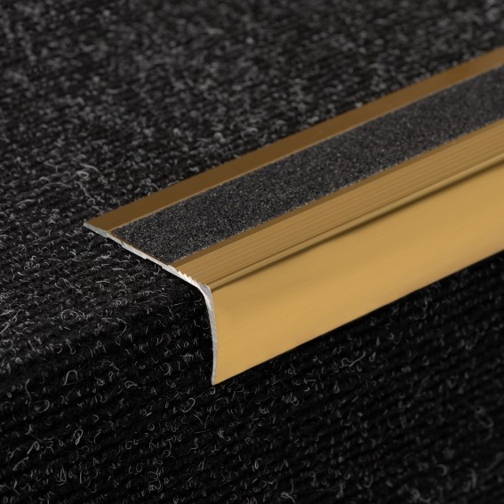 Profil trepte, aluminiu, 28x51.95mmx300cm, auriu, cu banda antiderapanta, 2853, Ersin