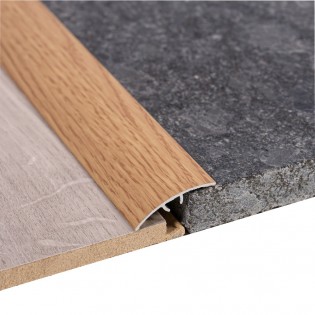 Profil trecere cu diferenta la nivel, aluminiu, 30mmx90cm, lemn stejar, maro, cu suruburi mascate, set 5 buc, 3103, Ersin