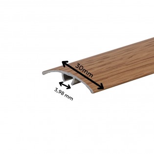 Profil trecere cu diferenta la nivel, aluminiu, 30mmx90cm, lemn stejar, maro, cu suruburi mascate, set 5 buc, 3103, Ersin