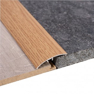 Profil trecere cu diferenta de nivel, aluminiu, 40mmx90cm, lemn stejar, maro, cu suruburi mascate, set 5 buc, 3104, Ersin