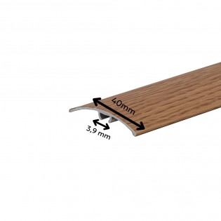 Profil trecere cu diferenta de nivel, aluminiu, 40mmx90cm, lemn stejar, maro, cu suruburi mascate, set 5 buc, 3104, Ersin