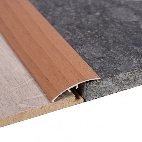 Profil trecere cu diferenta de nivel, aluminiu, 40mmx90cm, lemn nuc, maro roscat, cu suruburi mascate, set 5 buc, 3104, Ersin