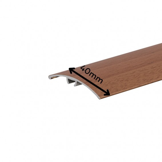 Profil trecere cu diferenta de nivel, aluminiu, 40mmx90cm, lemn nuc, maro roscat, cu suruburi mascate, set 5 buc, 3104, Ersin