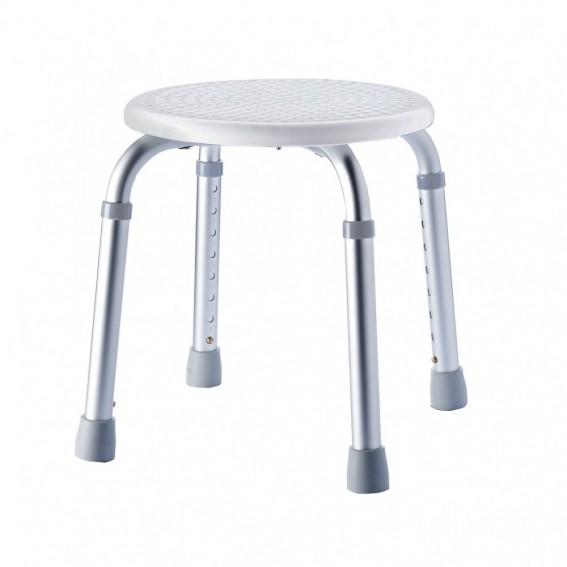 Taburet baie Ridder, rotund, cu inaltime reglabila, pentru adulti/copii, antiderapant, alb, sustine maxim 110kg, A00603101, Ted