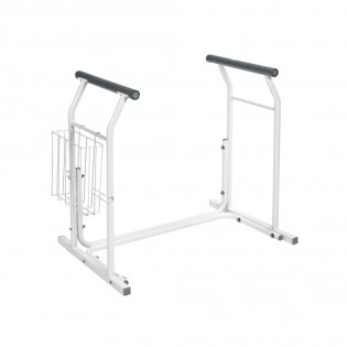 Cadru sustinere mobil toaleta, Ridder, cu cosulet de depozitare, manere antiderapante, alb, sustine max 150 kg, A0110101, Sam