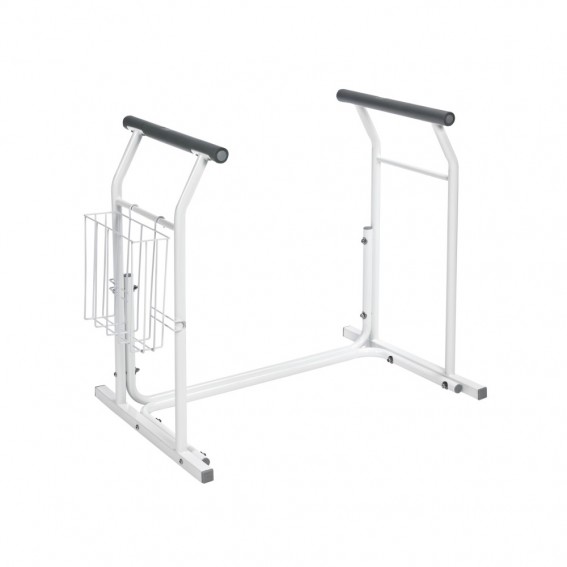 Cadru sustinere mobil toaleta, Ridder, cu cosulet de depozitare, manere antiderapante, alb, sustine max 150 kg, A0110101, Sam