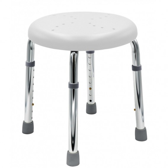 Taburet baie Ridder, rotund, cu inaltime reglabila, pentru adulti/copii, antiderapant, alb, sustine maxim 150kg, A170101, Go