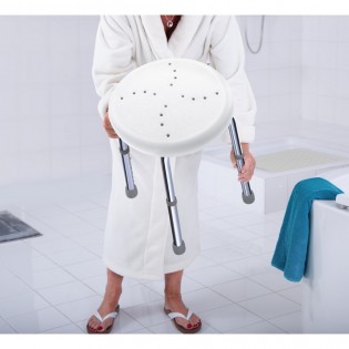 Taburet baie Ridder, rotund, cu inaltime reglabila, pentru adulti/copii, antiderapant, alb, sustine maxim 150kg, A170101, Go