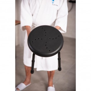 Taburet baie antiderapant, Ridder, inaltime reglabila, rotund, adulti/copii, negru, sustine maxim 150 kg, A170110, Go