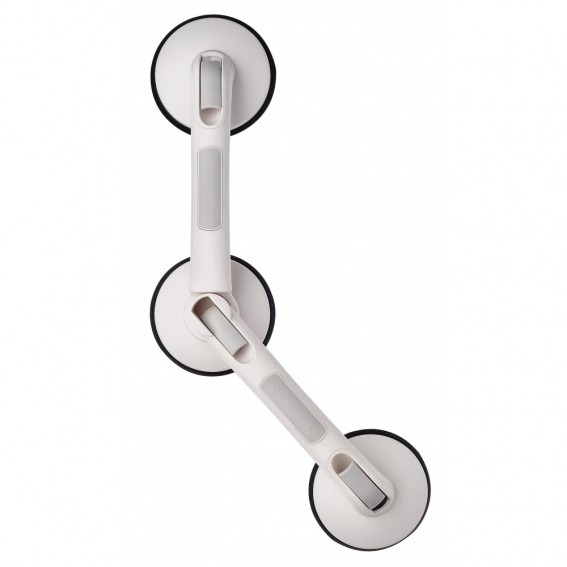 Maner sprijin unghiular pentru iesirea din cada, Ridder, premium, alb, cu 3 ventuze, portabil, sustine maxim 120 kg, Rob L, A0256001