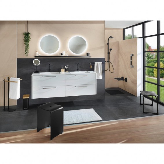 Scaun baie antiderapant, Ridder, inaltime reglabila, patrat, negru, sustine maxim 130 kg, A172110, Pro