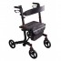 Cadru ajutator pliabil pentru mers cu roti (rolator), Ridder, negru, cu lampa LED, sonerie, suport baston si suport pahar, A134110, Comfort