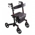 Cadru ajutator pliabil pentru mers cu roti (rolator), Ridder, negru, cu lampa LED, sonerie, suport baston si suport pahar, A134110, Comfort