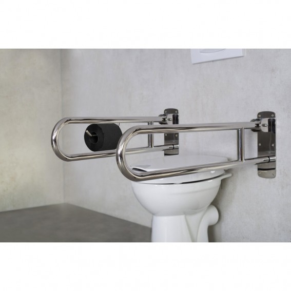 Bara de sprijin WC pliabila, Ridder, premium, crom, otel inoxidabil, sustine maxim 125 kg, A220100, Uwe