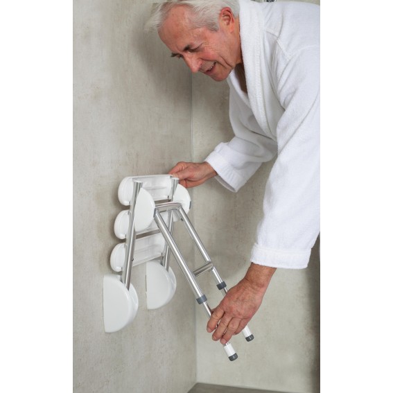 Adaptor XL scaun dus Ridder, pliabil, alb / crom, sustine maxim 175kg, A141100, Pro
