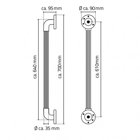 Maner sprijin pentru iesire din cada, Ridder, negru, ABS, sustine maxim 100Kg, A1016010, Max L