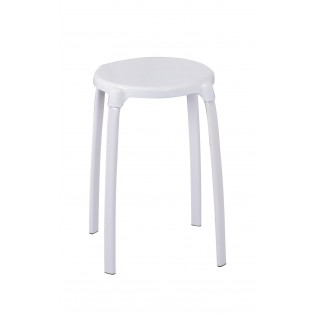 Scaun baie, Ridder, alb, PP/ otel, diametru Ø 30 cm, sustine maxim 100 kg, A1050101, Max