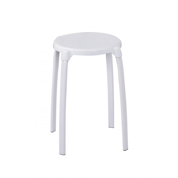 Scaun baie, Ridder, alb, PP/ otel, diametru Ø 30 cm, sustine maxim 100 kg, A1050101, Max