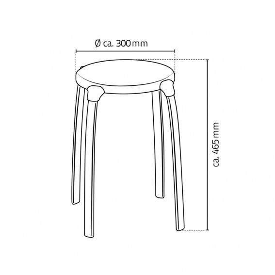 Scaun baie, Ridder, alb, PP/ otel, diametru Ø 30 cm, sustine maxim 100 kg, A1050101, Max