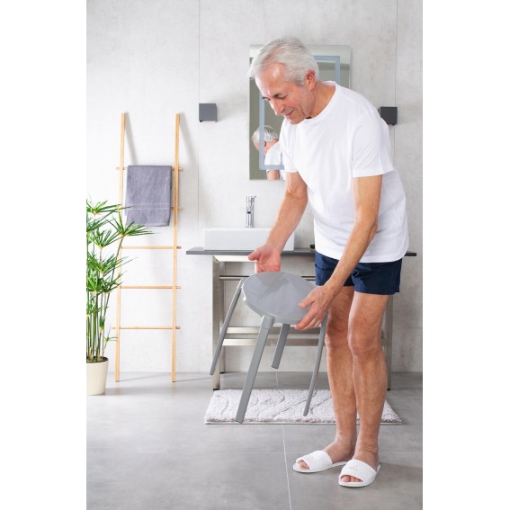 Scaun baie, Ridder, gri, PP/ otel, diametru Ø 30 cm, sustine maxim 100 kg, A1050117, Max