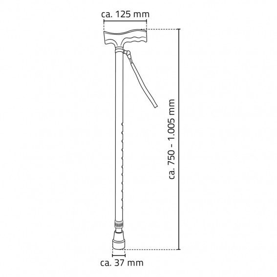 Baston ajustabil, Ridder, antiderapant, negru, sustine maxim 110 Kg, A158110, Ally