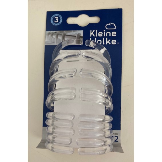Inele perdea dus, plastic, set 12 buc, transparente