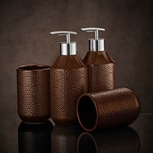 Dozator sapun lichid, maro inchis, ceramica, Bow