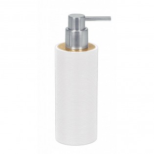 Dozator sapun lichid polirasina/bambus, alb, capacitate 300ml, Kyoto