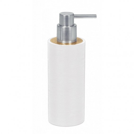 Dozator sapun lichid polirasina/bambus, alb, capacitate 300ml, Kyoto