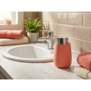 Dozator sapun lichid, ceramica cu invelis cauciucat, corai, Eclipse