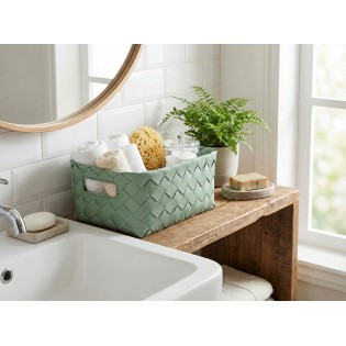 Cos depozitare, 18,5x12x28cm, verde salvie, polipropilena, Aspera