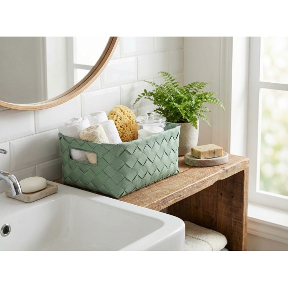 Cos depozitare, 18,5x12x28cm, verde salvie, polipropilena, Aspera
